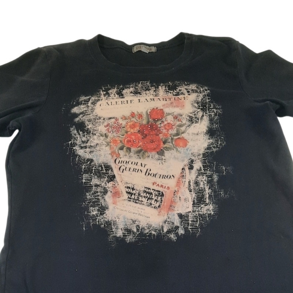 Vintage Y2K Xcit T Shirt Chocolat Gueron Boutron Paris Art to Wear -Small